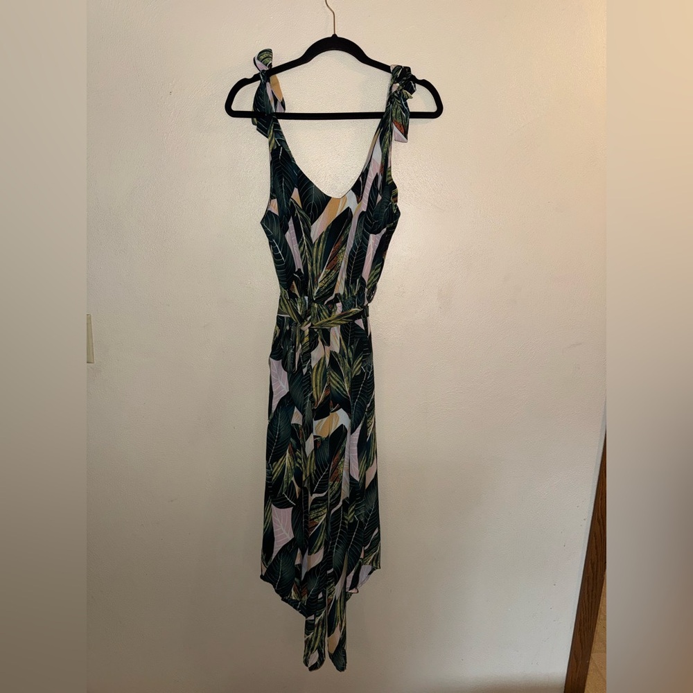 Belongsci Tropical Leaf Print Romper Vacation Jumpsuit Beach - Picture 2 of 5